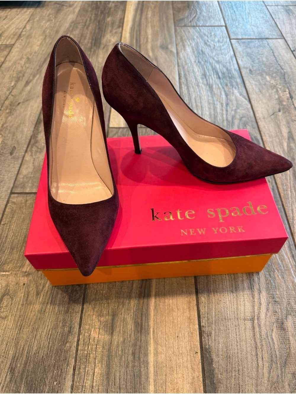 kate spade Burgundy Suede Pointed-Toe Stiletto Pumps